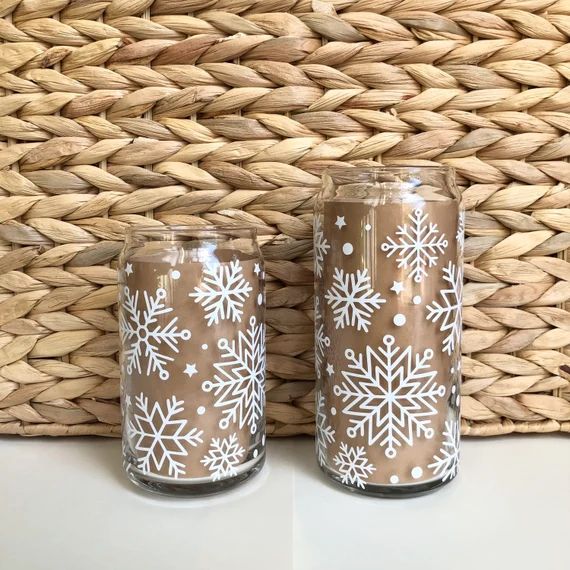 Snowflake Can Glass, Beer Glass Can, Iced Coffee Glass, Christmas Can Glass, Soda Glass Can, Aest... | Etsy (US)