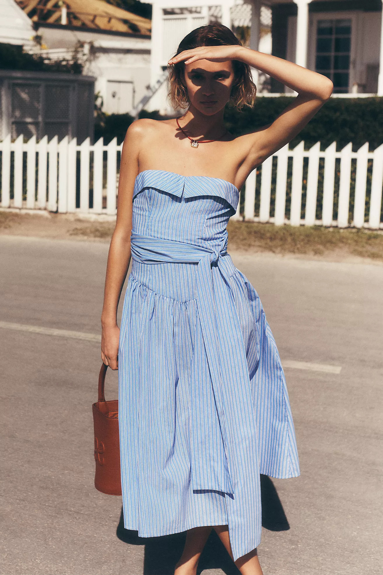 Mare Mare Strapless Shirting Midi Dress | Anthropologie (US)