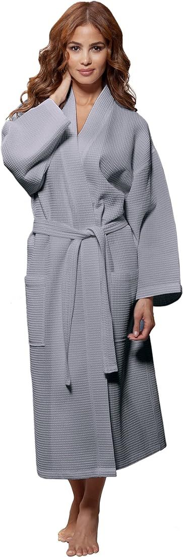 Turquaz Linen Lightweight Long Waffle Kimono Unisex Spa Robes For Women And Men | Amazon (US)