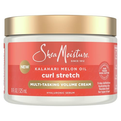 SheaMoisture Curl Stretch Multi-tasking Volume Cream Kalahari Melon Oil and a Tropical Vacation Scent With Hydrating Hyaluronic Serum, Defines Type 4 Curls For Days 11 Fl Oz | Amazon (US)