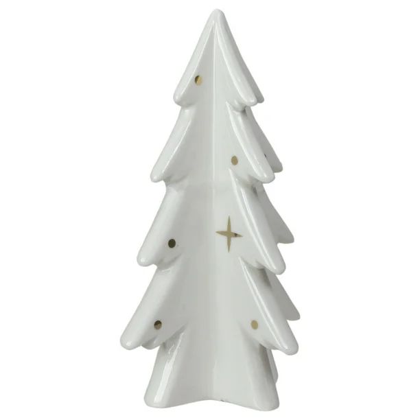 6.25" White and Gold Ceramic Mini Christmas Tree Tabletop Decoration - Walmart.com | Walmart (US)