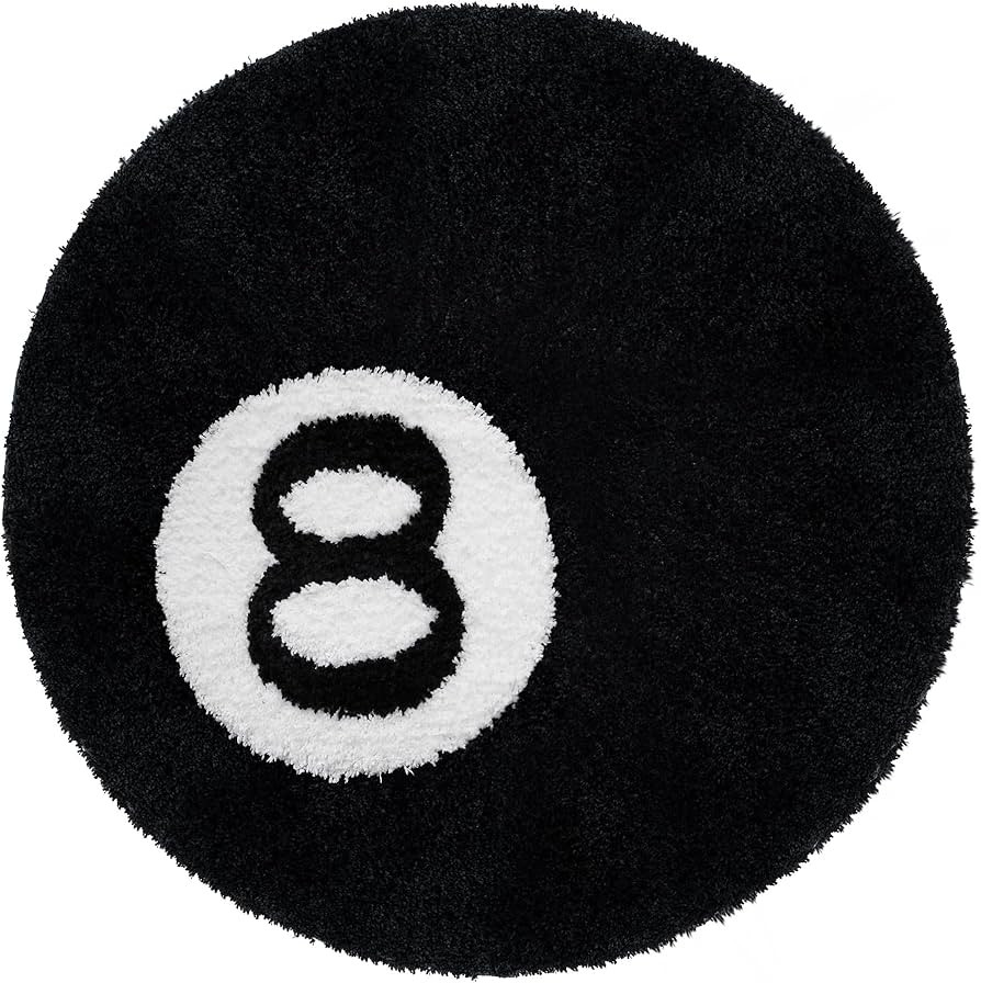 Ezuwail 8 Ball Rug, 24 inch Large Black Round Rug for Home Decor, Stussy Cool Eight Ball Rug for ... | Amazon (US)