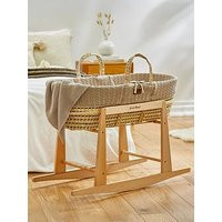 The Little Green Sheep Natural Knitted Moses Basket &Amp; Rocking Natural Stand - Truffle | Very (UK)