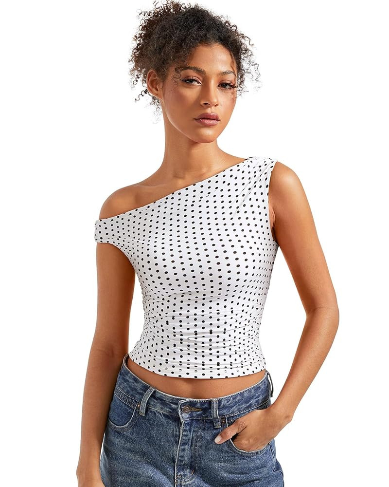 SUUKSESS Women Off Shoulder Tops Sleeveless Shirts Y2K Going Out Crop Tank Top | Amazon (US)