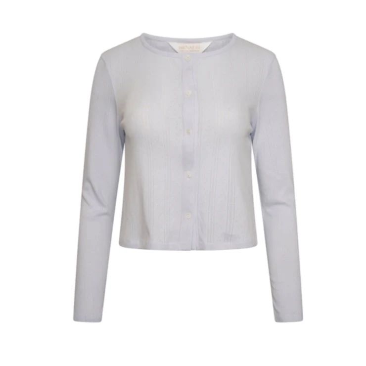 Pointelle Long Sleeved Top- Ice Blue | The NAP Co