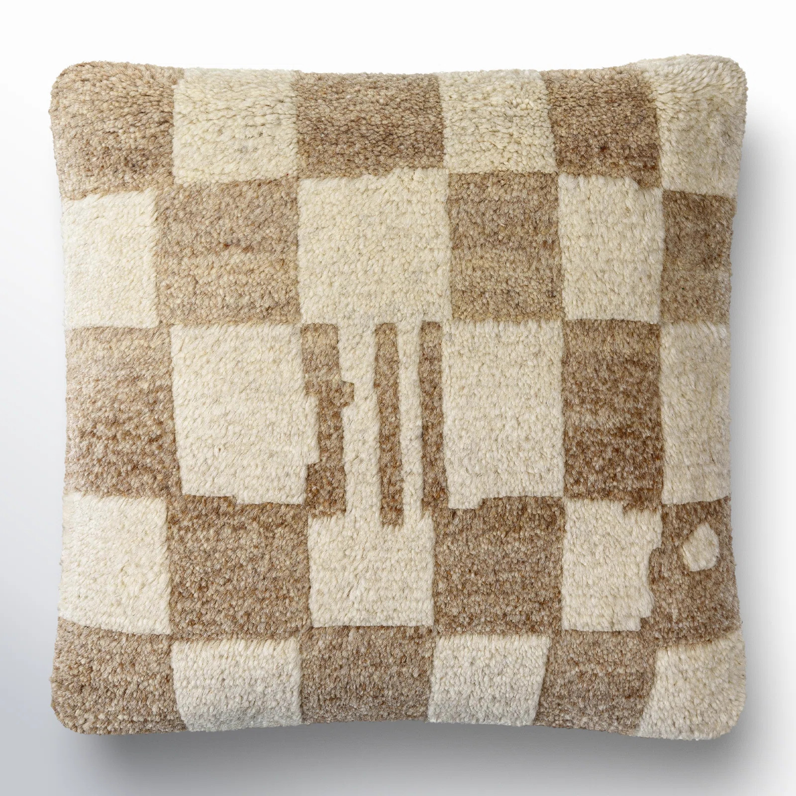 Ivory Raven Checkered Wool Throw Pillow | AllModern