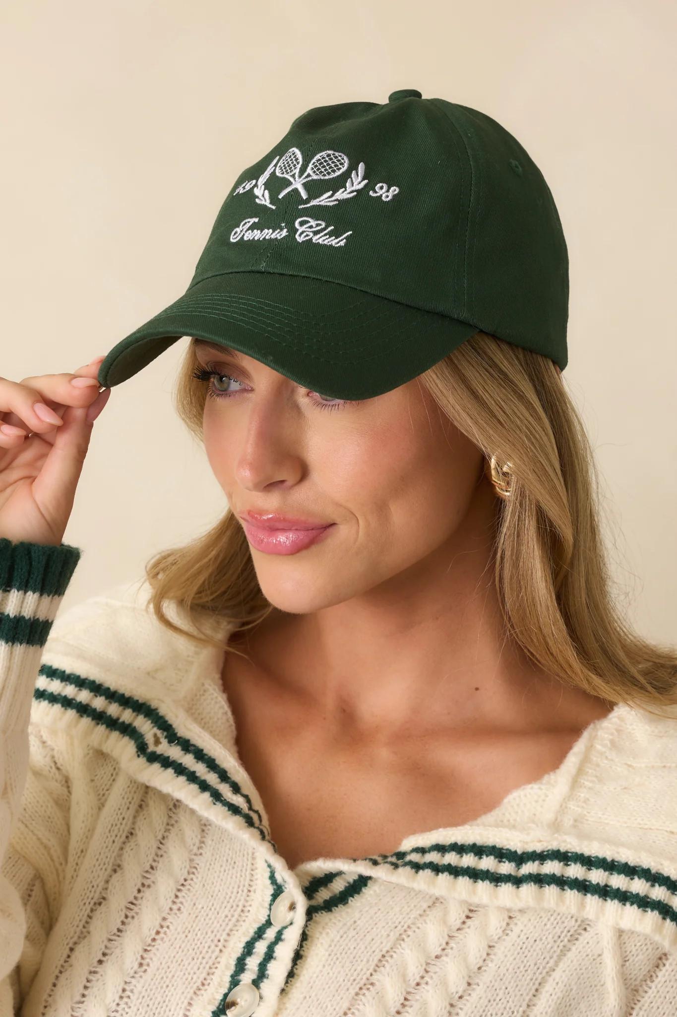 The Tennis Club 1998 Hunter Green Embroidered Cotton Baseball Cap | Red Dress