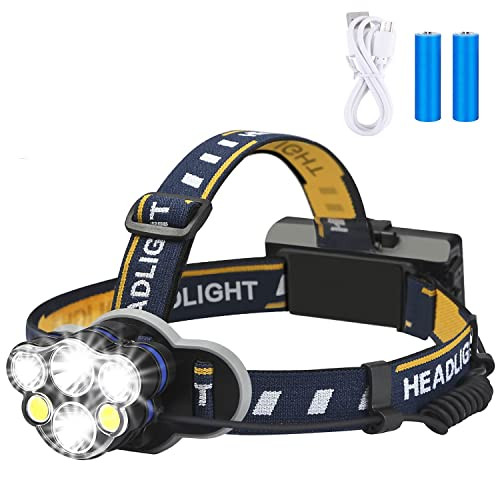 Rechargeable headlamp,Elmchee 6 LED 8 Modes 18650 USB Rechargeable Waterproof Flashlight Head Lights | Amazon (US)