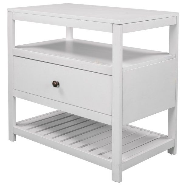 Euroco Modern Wooden Nightstand with Drawers Storage for Living Room/Bedroom, White - Walmart.com | Walmart (US)