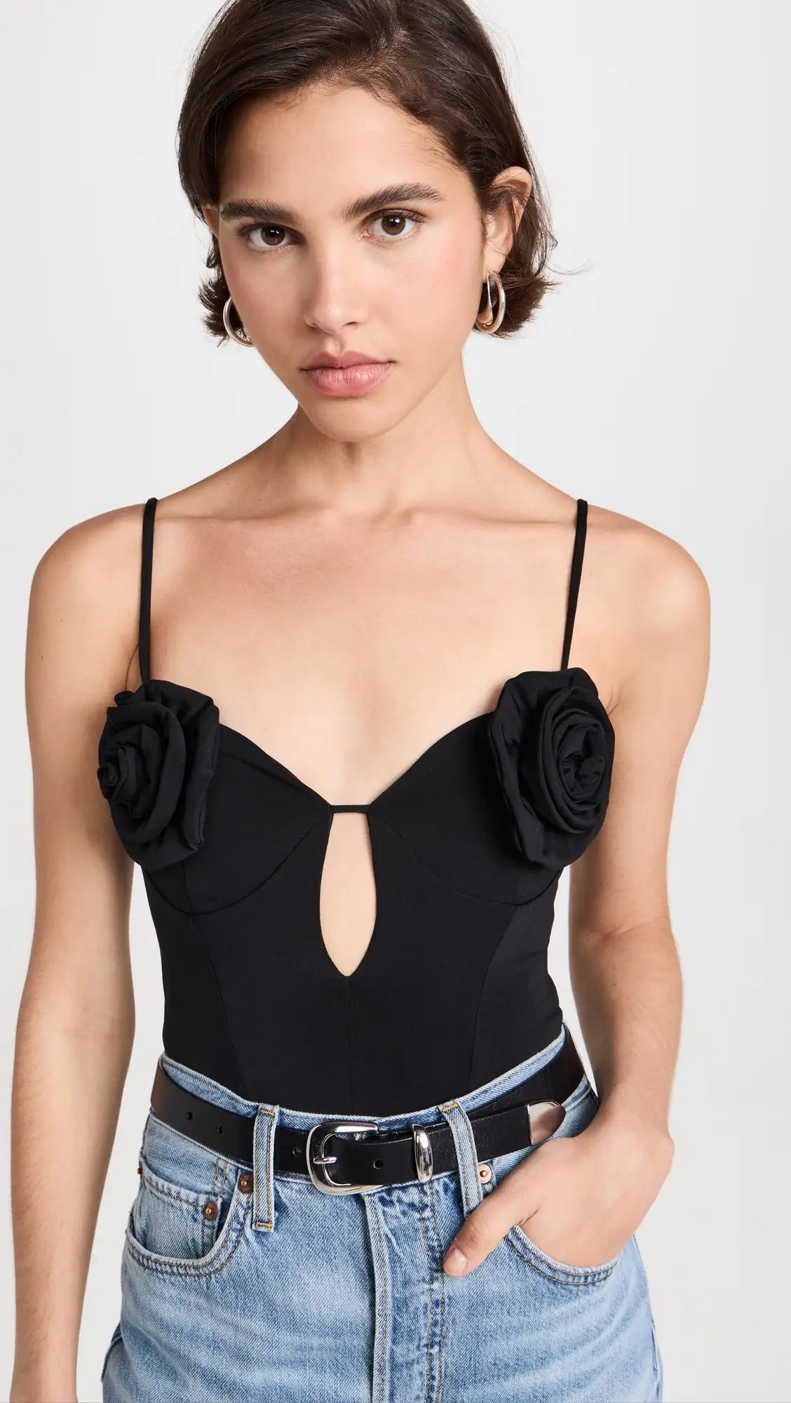 AFRM Tartine Seamed Thong Bodysuit with Rosette Bust | Shopbop | Shopbop