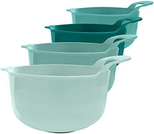 edge Mixing Bowls 4 Piece Plastic Non-Skid Nesting Bowls with Spouts and Handles, for Baking, Coo... | Amazon (US)