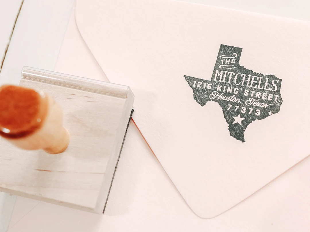 Texas Return Address Stamp, State Stamp, Personalized Gift, Housewarming, Gift Newlywed, Gift for... | Etsy (US)