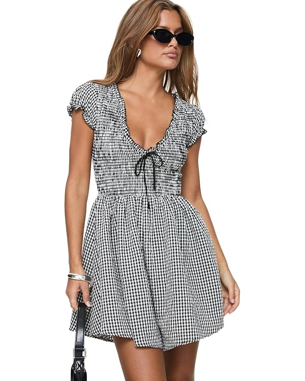 Princess Polly Women's Wescott Gingham Playsuit Black/White | Amazon (US)