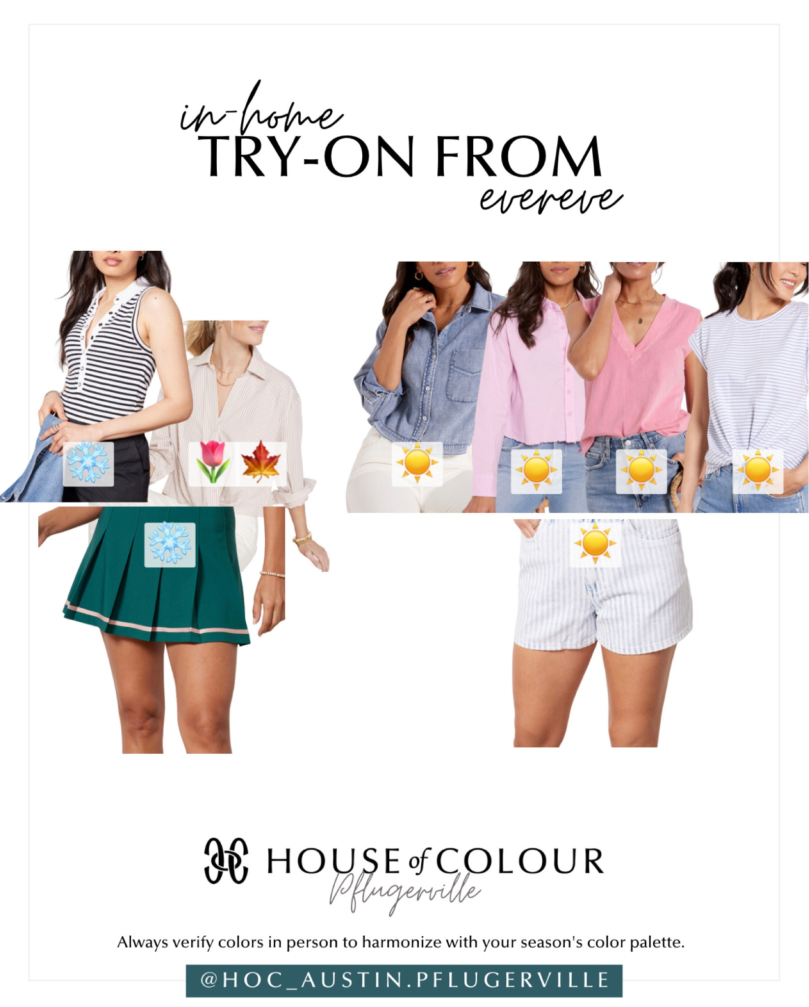 My try-on from Evereve is at @hoc_austin.pflugerville on instagram as a reel.  Check it out to see these pieces on an athletic body.

HOC 
House of Colour
#Hocsummer 
#Hocautumn 
#Hocwinter 
#Hocspring 
Try-on Evereve
Tops from Evereve
Rose colored tops 
Tennis skirt 
Striped shorts 

#LTKstyletip #LTKunder100 #LTKunder50