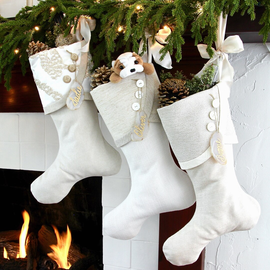 Elegant & Timeless White Christmas Stockings All the Shades of White, Ivory, Bone and Cream Neutr... | Etsy (US)
