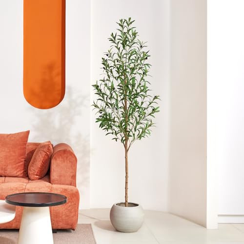 VeriNatural 6FT Artificial Olive Tree Indoor – Real Wood Trunk Tall Faux Olive Tree, Large Fake Potted Plant for Home Decor Living Room& Office Decor,VN245 | Amazon (US)