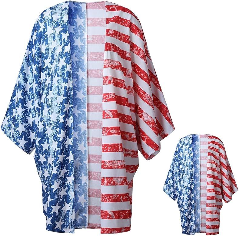 QPANCY Mommy and Me 4th July Cover Ups USA Flag Coverups Swimsuits Beach Shirts | Amazon (US)