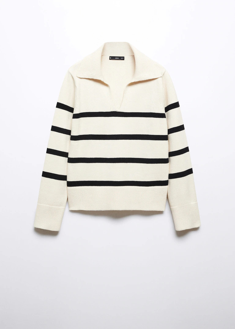 Striped polo-neck sweater -  Women | Mango USA | MANGO (US)