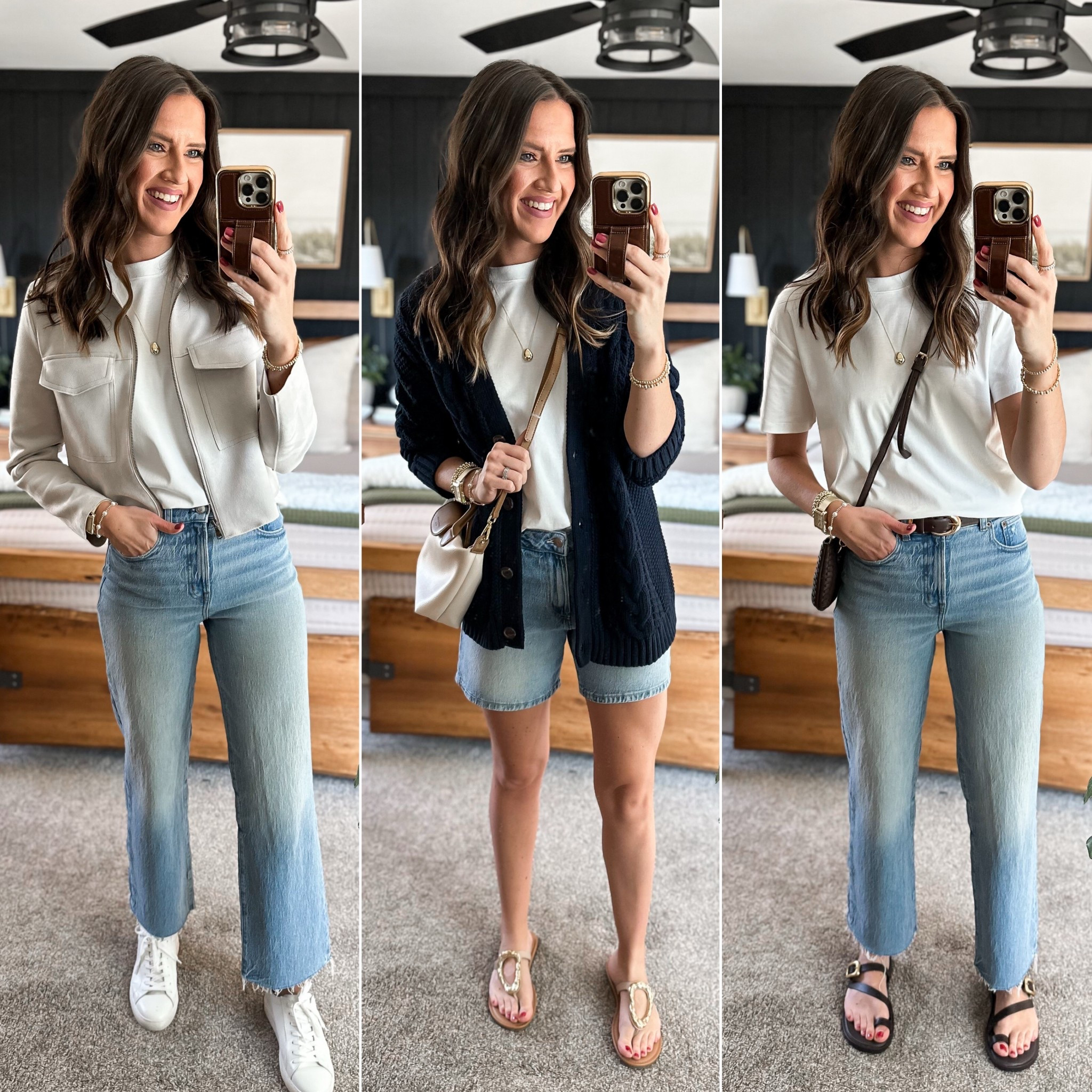 Spring Capsule Wardrobe - Ivory Tee 

Tee - small tall
Suede jacket - small
Cardigan - small (oversized) 
Jeans - sized down to a 25 tall
Shorts - size 4 


#LTKStyleTip #LTKFindsUnder100 #LTKFindsUnder50