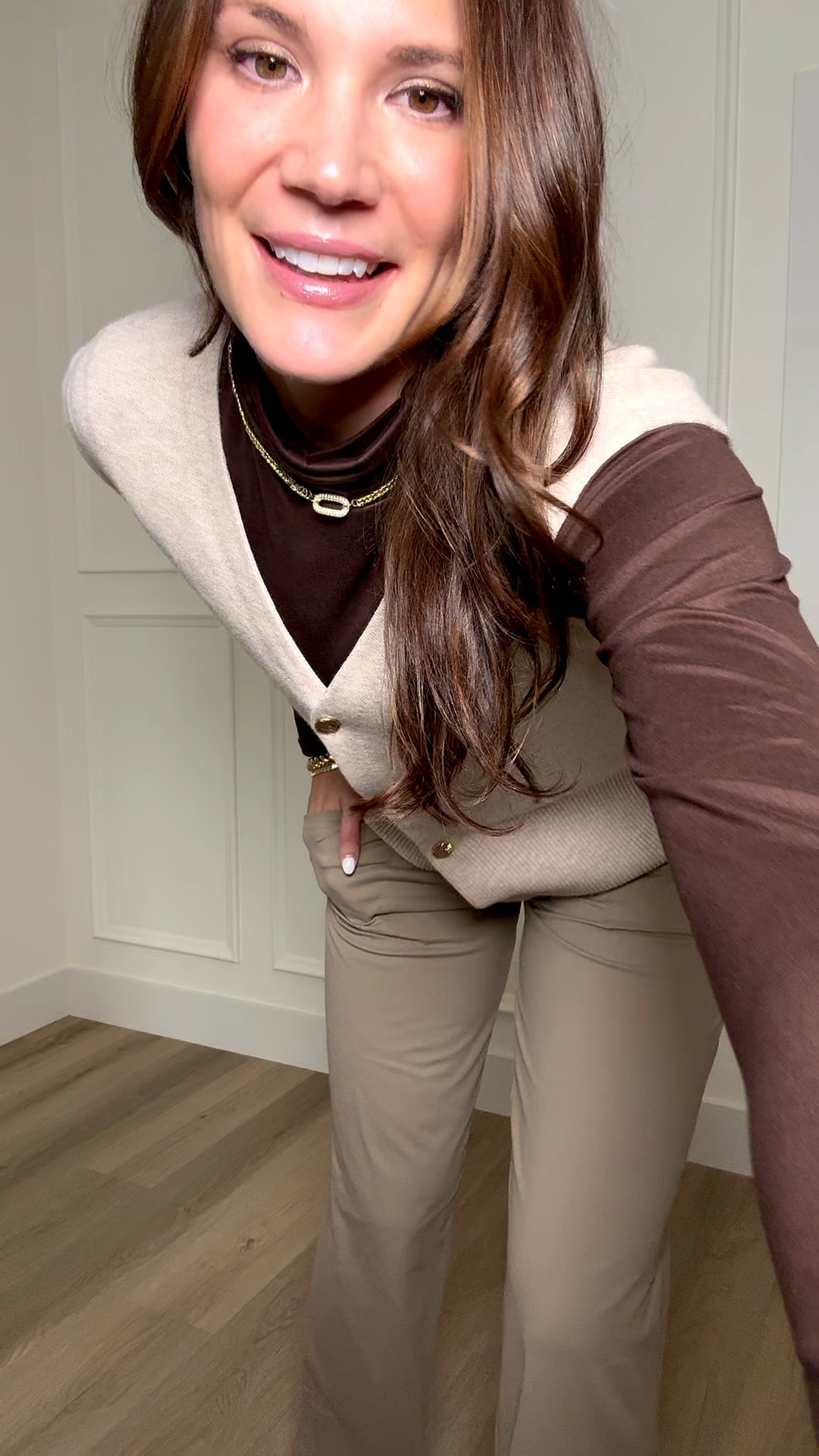 I am obsessed with this cardigan. I love the gold detailing on the buttons paired with this brown turtleneck long sleeve! 

Winter office looks ootd office inspo work outfit winter fashion comfy trousers Stang and co

#LTKSeasonal #LTKootd #LTKTall