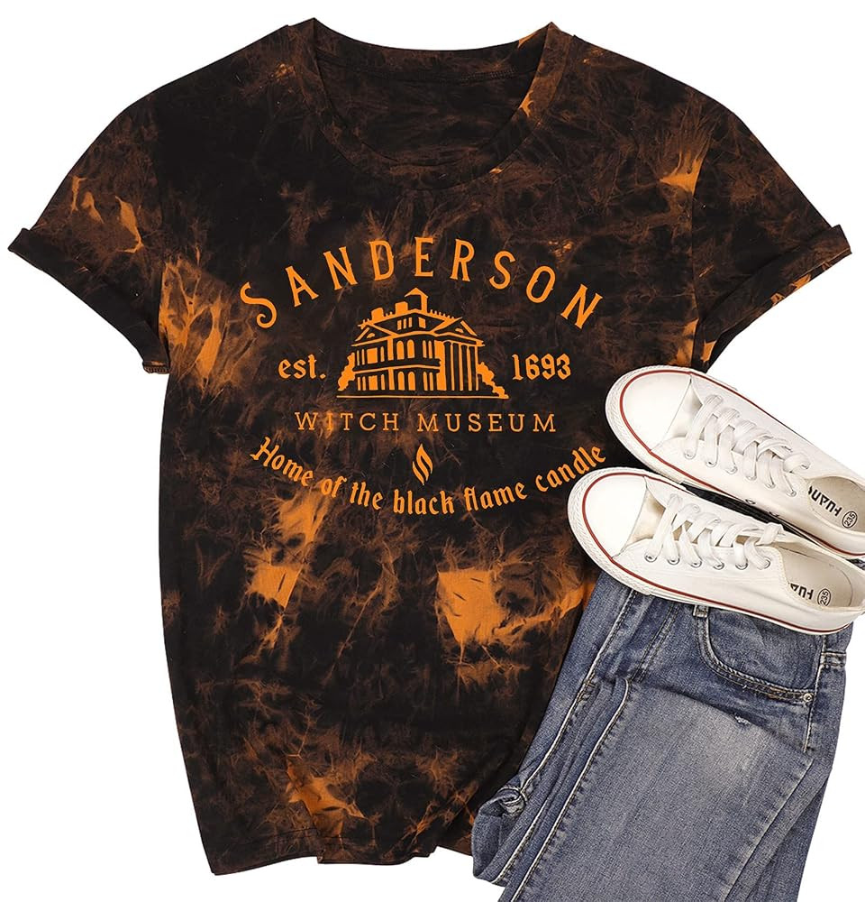 Halloween Shirt Women Sanderson Letter Print Graphic Plus Size Hocus Pocus Fall Tees Tops | Amazon (US)