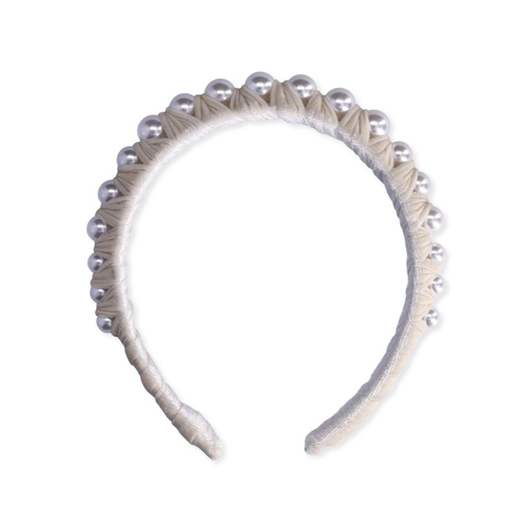 Time and Tru Women's Wrapped Velvet Headband with Faux Pearls | Walmart (US)