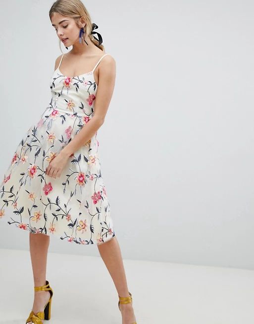 Dolly & Delicious Allover Floral Embroidered Full Prom Midi Dress | ASOS US
