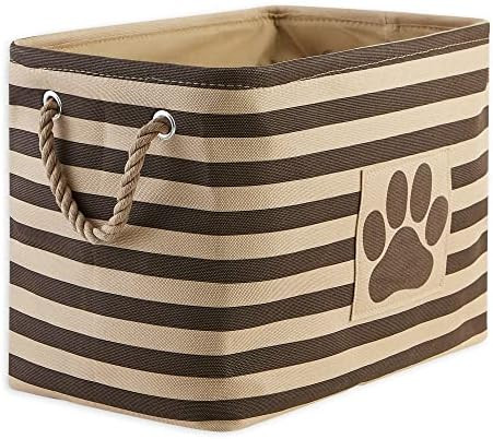 Bone Dry Pet Storage Collection Striped Paw Patch Bin, Medium Rectangle, Brown | Amazon (US)