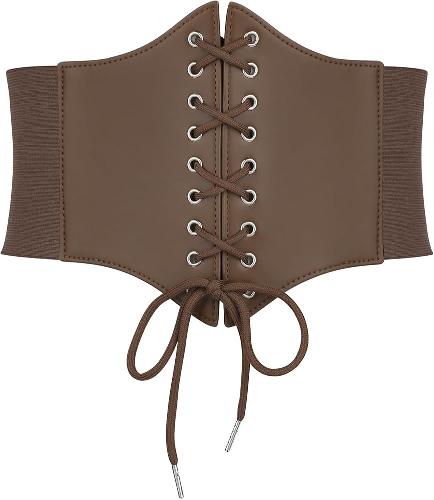 Corset Belt for Women, Lace Up Elastic Waist Belt,Tied Waspie Corset Belts for Women Halloween Co... | Amazon (US)