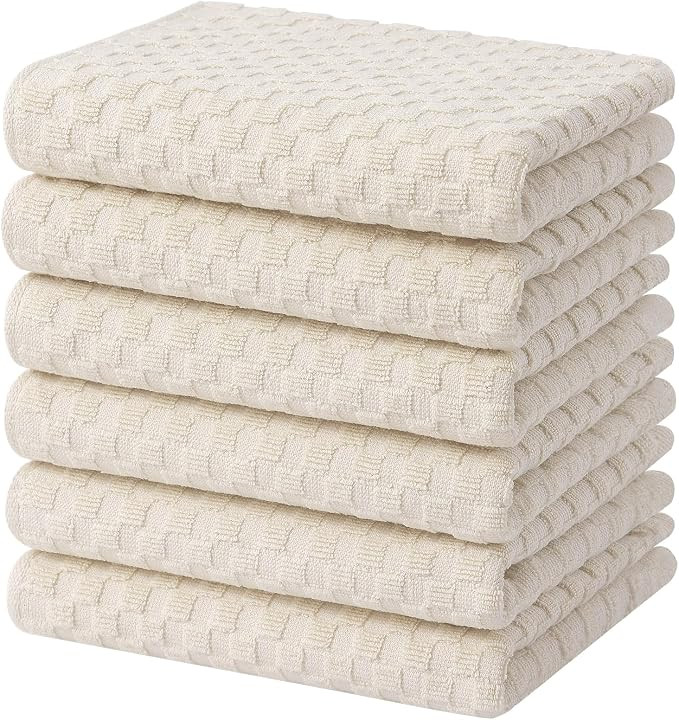 Homaxy 100% Cotton Terry Kitchen Towels(15" x 25", 6 Pack), Soft and Super Absorbent Dish Towels,... | Amazon (US)