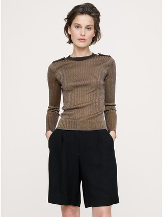 Metallic Shoulder-Epaulet Sweater | Banana Republic (US)