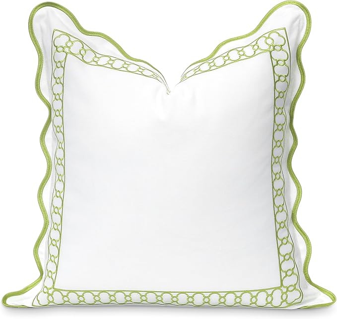 Hofdeco Premium Coastal Patio Indoor Outdoor Scalloped Throw Pillow Cover Only, 20"x20" Water Rep... | Amazon (US)