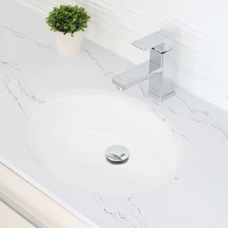 Cream Ceramic Oval Undermount Bathroom Sink | Wayfair North America