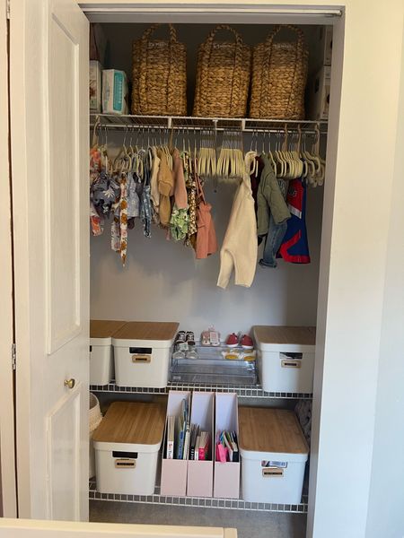 Nursery organization, baby closet, nursery, nursery closet, closet organization, baskets, storage, bins, organize 

#LTKhome #LTKkids #LTKbaby