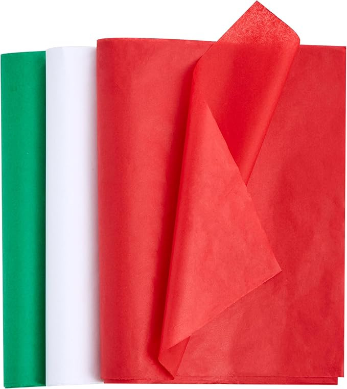 JOYIN 180 Sheets 20" x 20" Christmas Tissue Paper Assortment (Red, Green & White); 60 Sheets per ... | Amazon (US)