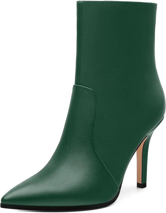 Womens Boots Ankle High Stiletto Heel Pointed Toe Side Zipper Solid Matte Bootie Ankle Fashion Sh... | Amazon (US)