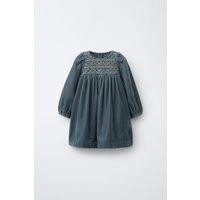 Zara - Embroidered Velvet Dress - Kids - Blue - Kids | Zara US