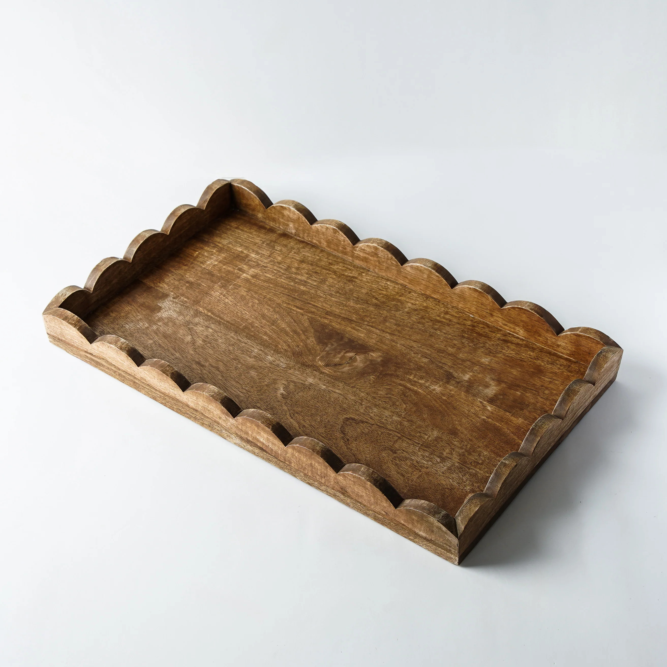Ezra Scallop Rectangle Wood Tray | MJHome