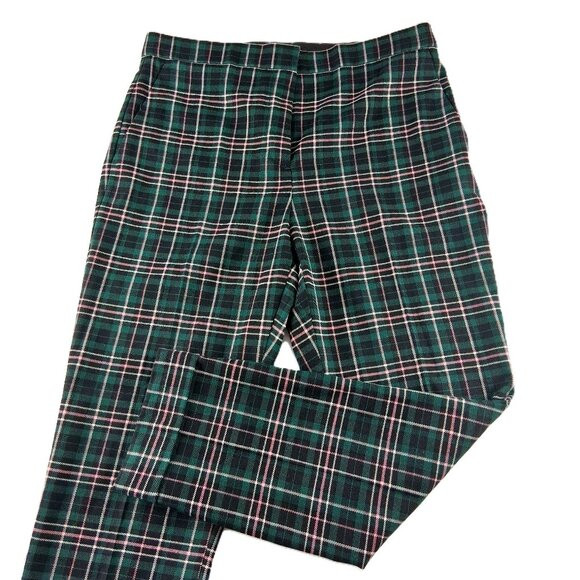 Ann Taylor High Rise Cuffed Cropped Ankle Pant Women's Size 8 Green Plaid | Poshmark