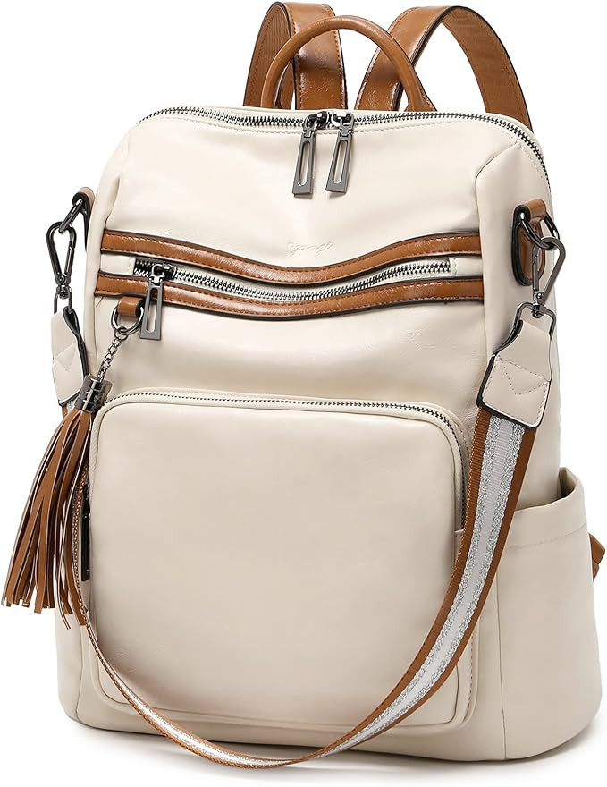 OPAGE Leather Backpack Purse for Women Fashion Tassel Ladies Shoulder Bags Designer Large Backpac... | Amazon (US)