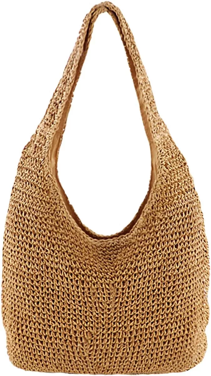 NUOLUX Bag Straw Beach Rattan Handbag Woven Totepurse Wicker Shoulder  Summer Clutch Cotton Bags Vintage Crochet Ropechic