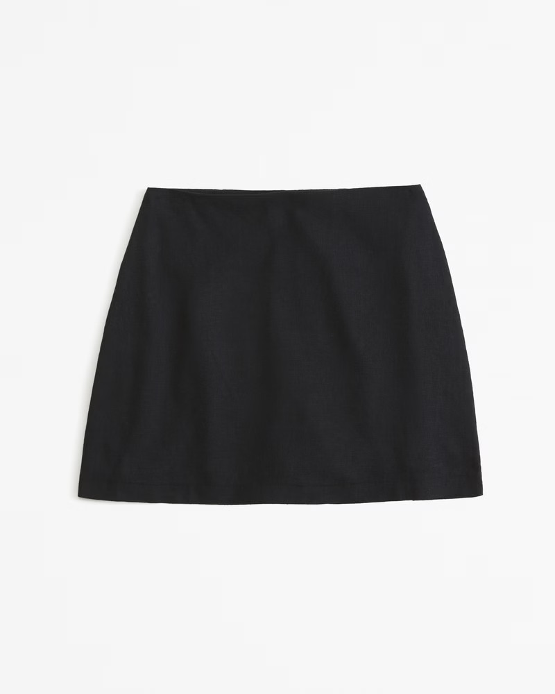 Abercrombie & Fitch Women's The A&F Scarlett Linen-Blend Mini Skort in Black - Size XXL | Abercrombie & Fitch (US)