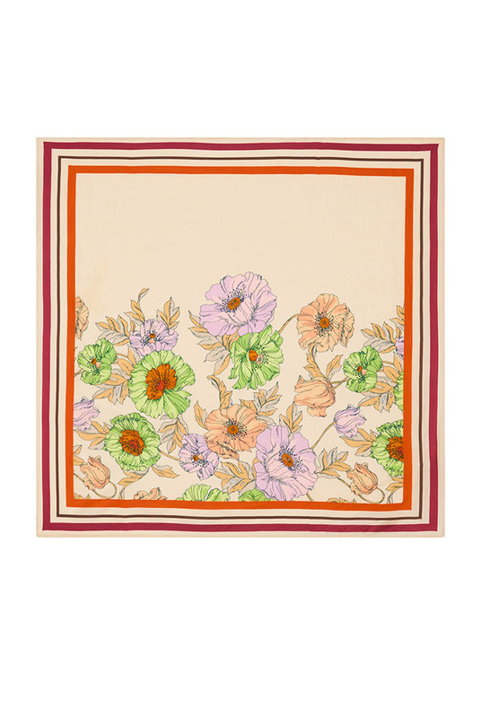 Classic Floral Scarf in Cream | Bohemian Traders