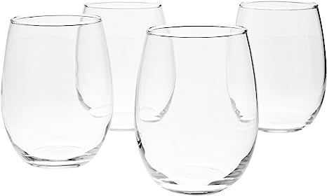 Amazon Basics Stemless Wine Glasses (Set of 4), 15 oz | Amazon (US)