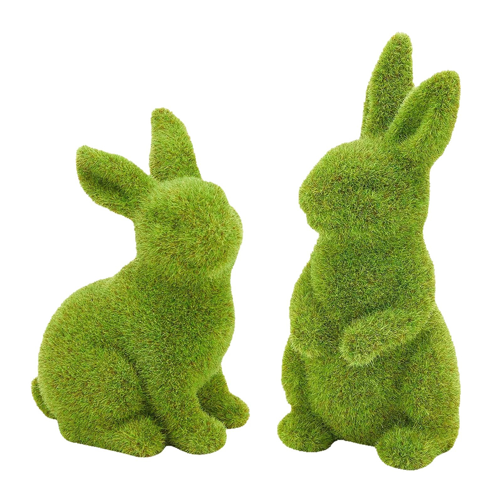 Easter Bunny Decor, 2pcs Flocked Bunny Moss Bunnies Spring Decor Resin Rabbit Figurines for Table... | Amazon (US)