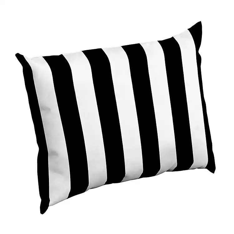 Black Cabana Stripe Outdoor Lumbar Pillow | Kirkland's Home