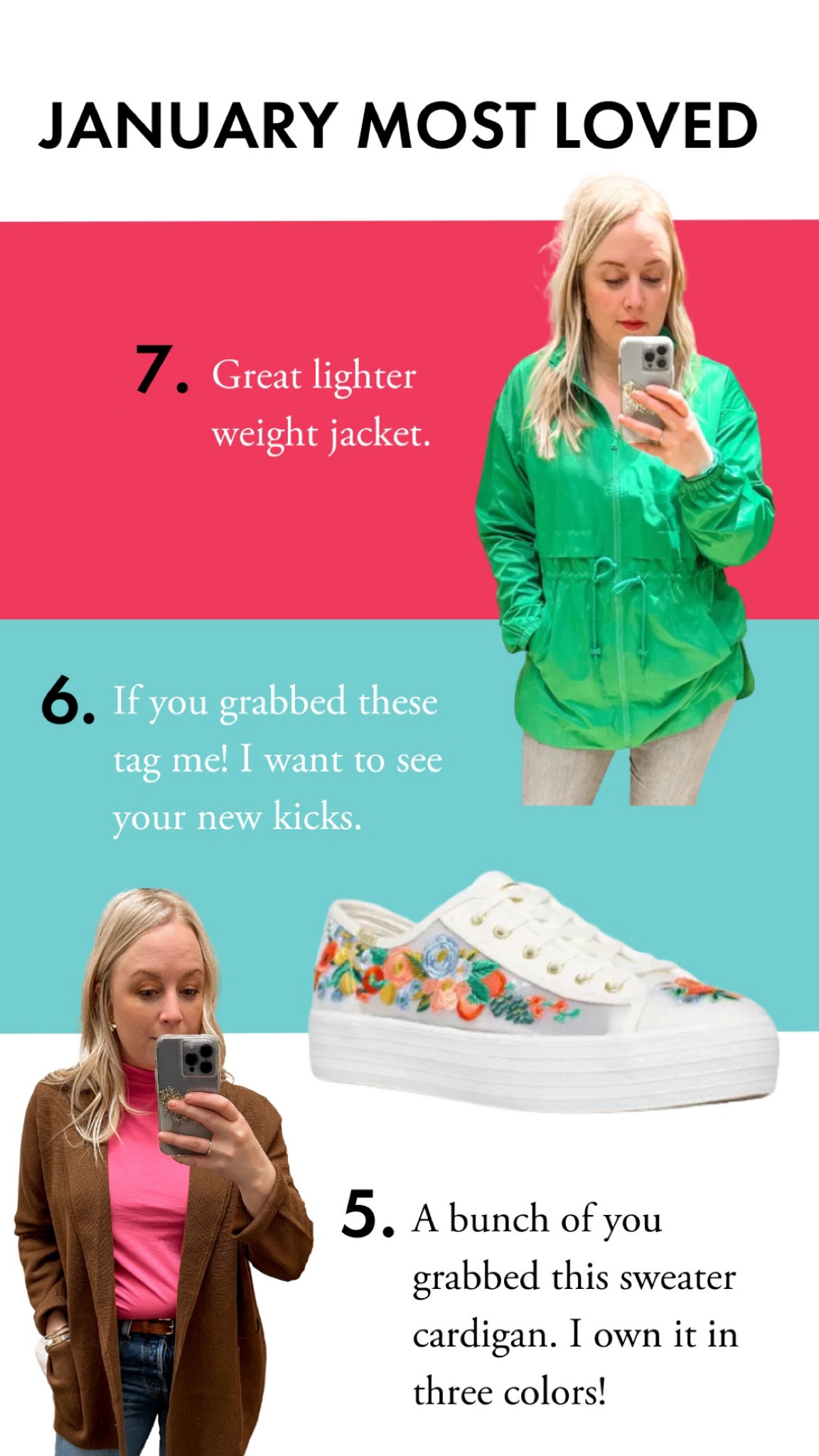 Love the fun colors in these pieces and they are all on sale! 
Outerwear | casual sneakers | cardigan | HOC spring | #hocspring 