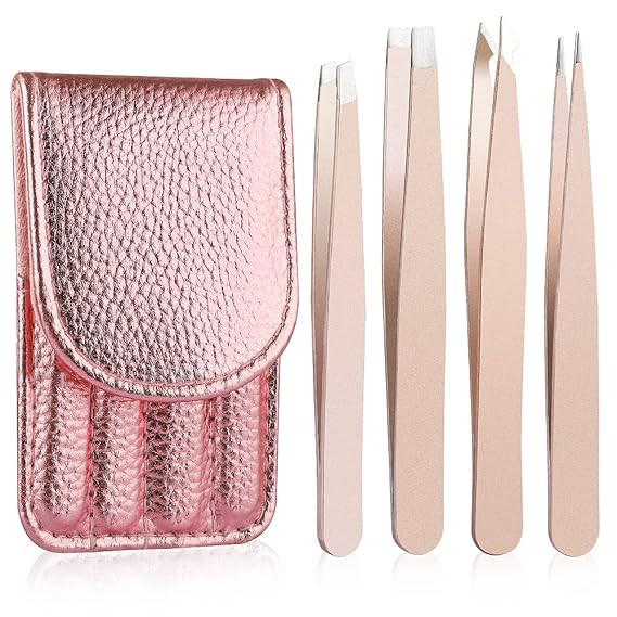 KAOBEINA Tweezers Set 4Pcs - Three Colors Available - Stainless Steel Eyebrow Tweezers - For Faci... | Amazon (US)