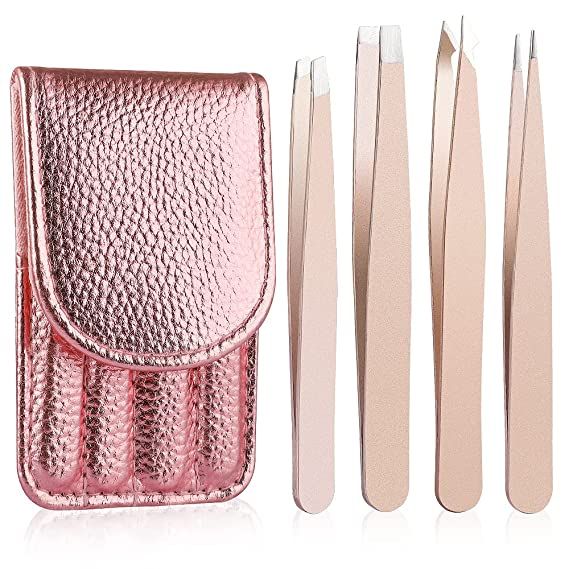 KAOBEINA Tweezers Set 4Pcs - Three Colors Available - Stainless Steel Eyebrow Tweezers - For Faci... | Amazon (US)