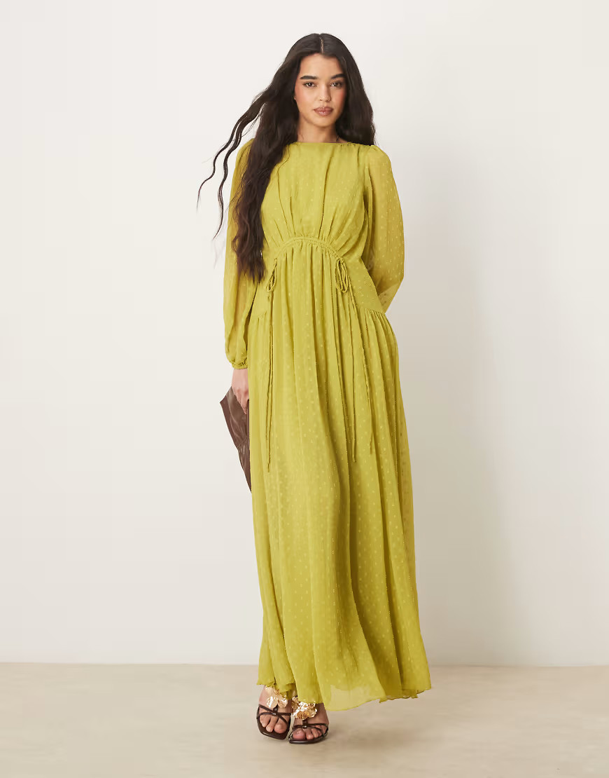 ASOS DESIGN textured channel detail maxi dress in pale green-Blue | ASOS (Global)